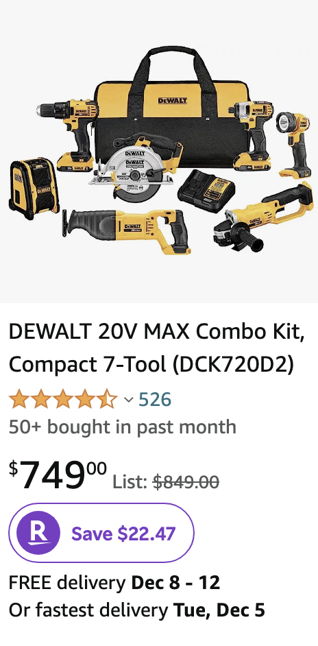 DEWALT 20V MAX Combo Kit, Compact 7-Tool (DCK720D2)