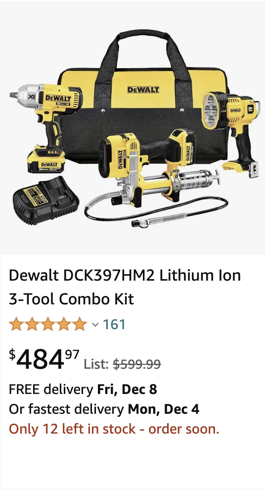 Dewalt DCK397HM2 Lithium Ion 3-Tool Combo Kit