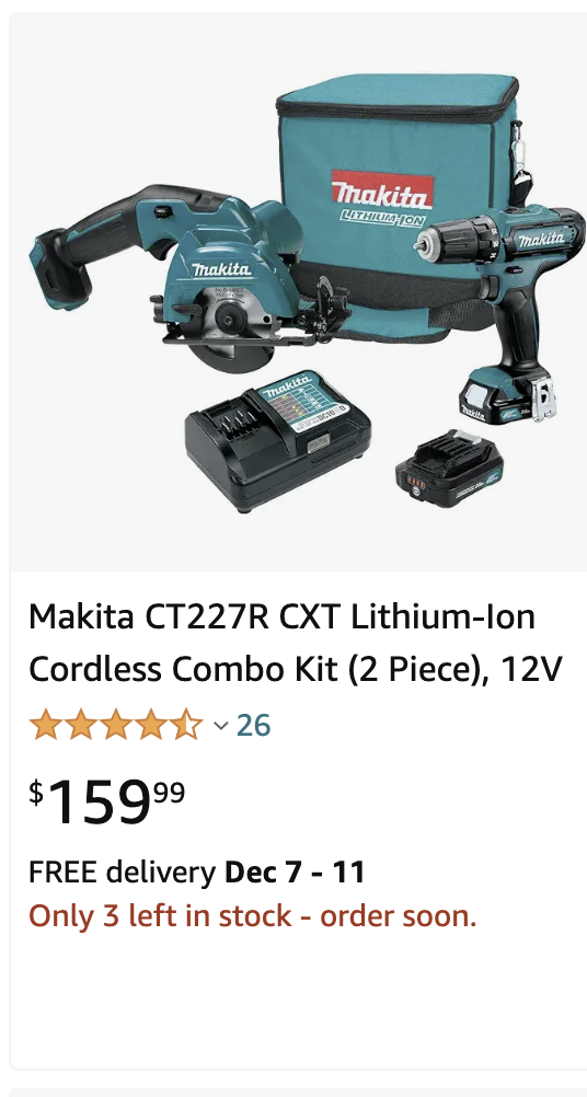 Makita CT227R CXT Lithium-Ion Cordless Combo Kit (2 Piece)